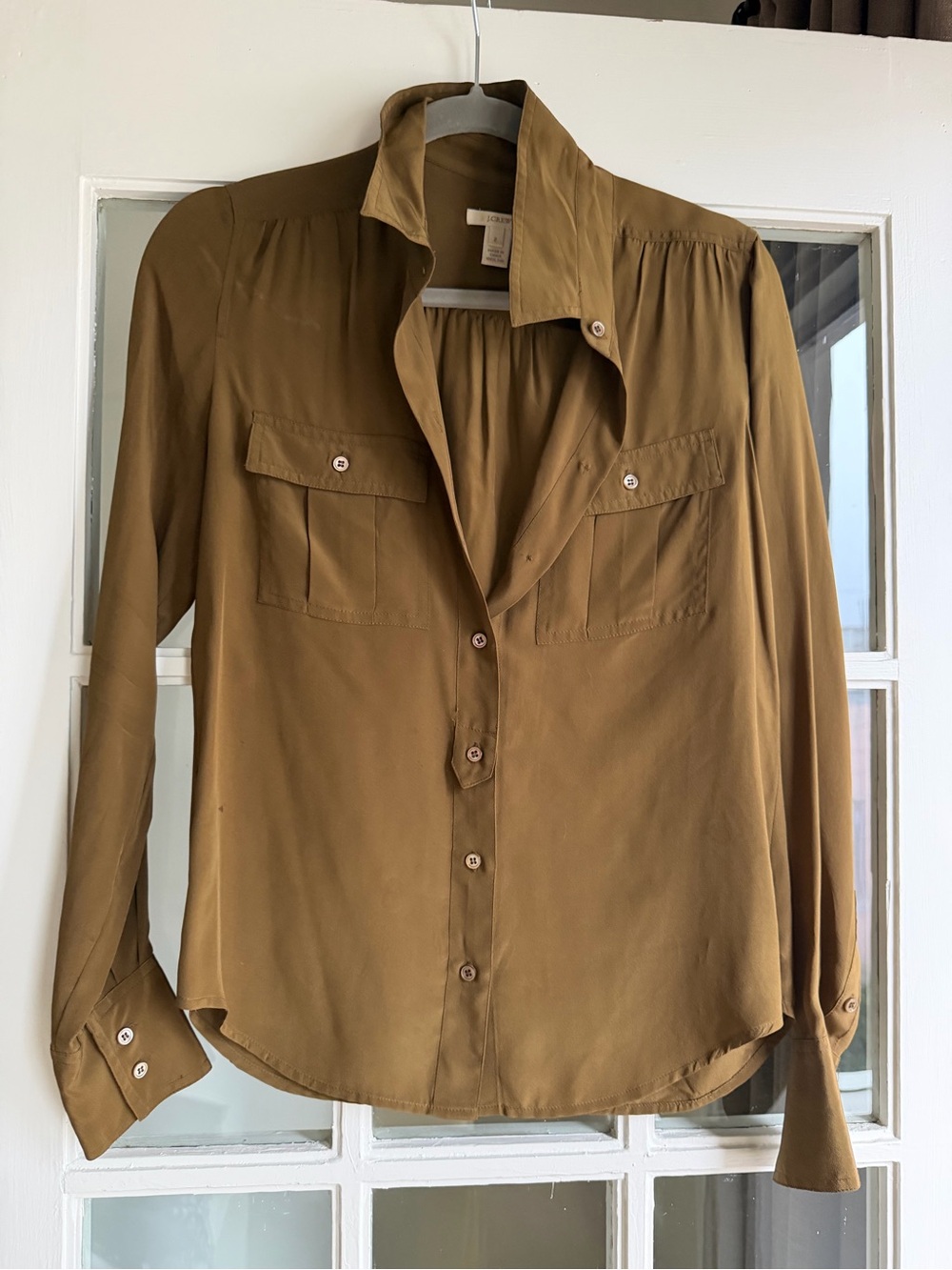 J. Crew Olive-Brown Long Sleeve Button-Down Shirt
